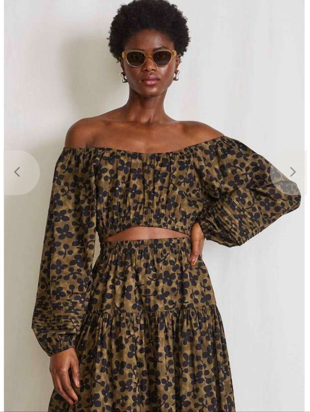 ISO Apiece Apart Maestra Crop Top Resist Floral Olive -  Size XS/S
